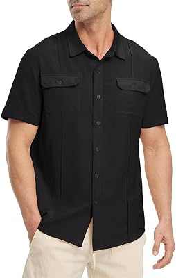 YSENTO Mens Short Sleeve Lightweight Casual Shirt