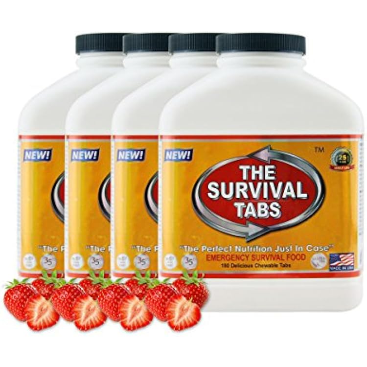 Food Supply Emergency Food Ration in 60 Days 720 tabs Survival MREs for Disaster Preparedness for Earthquake Flood Tsunami Gluten Free and Non-GMO 25 Years Shelf Life - Strawberry Flavor