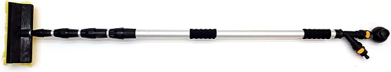 Telescopic 16ft Water Fed Window Cleaning Pole With Built In Squeegee Blade,brush, On Off Switch, 5 Section And Soap Dispenser