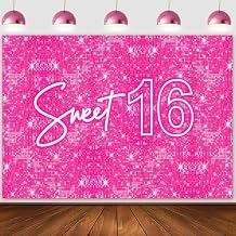 Sensfun Shiny Pink Sweet 16 Backdrop for Photoshoot 16th Birthday Party Banner Shimmer Wall Sequins Photography Background Girls Sweet Sixteen Party Decorations Supplies Photo Studio Props 7x5ft