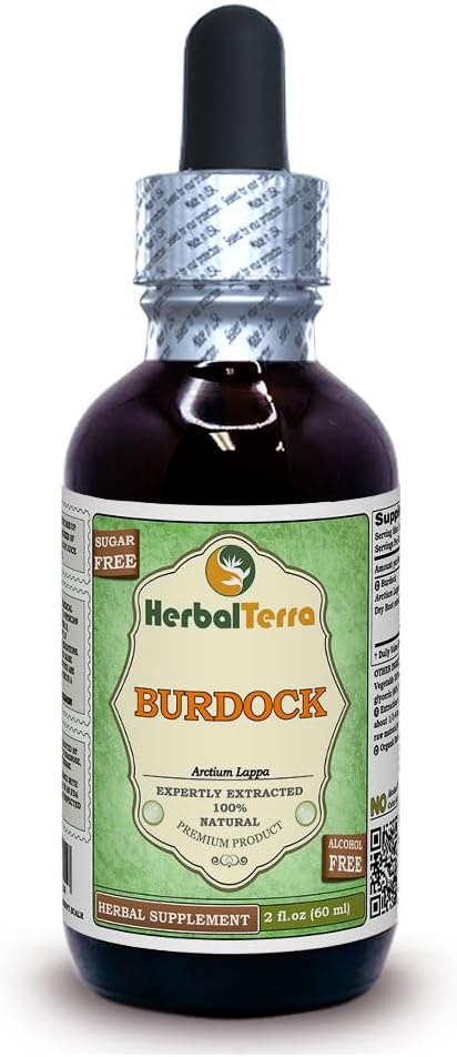 Burdock (Arctium Lappa) Glycerite, Dried Root Alcohol-Free Liquid Extract 2 oz