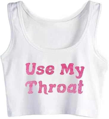Use My Throat Pink Design Cotton Sexy Fit Crop Top Hotwife Humor Fun Flirting Style Tank Tops Swinger Naughty Camisole