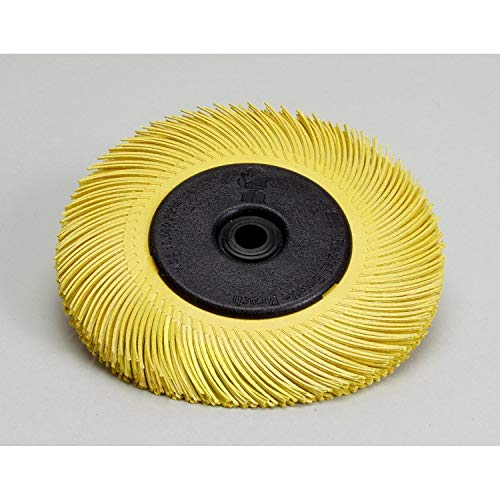 3M Scotch-Brite Radial Bristle Brush, Aluminum Oxide, 6000 rpm, 7-79128 Diameter x 1 Width, 80 Grit, Yellow Pack of 1