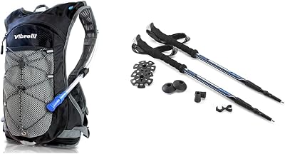 Vibrelli Hydration Pack & Cascade Mountain Tech Trekking Poles Bundle