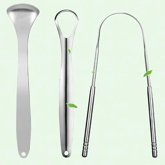 3 PCS Metal Tongue Scraper, Tongue Scrapers for Adults, Stainless Steel Tounge Scrappers, Tounge Scraper, Portable Tongue Scrappers