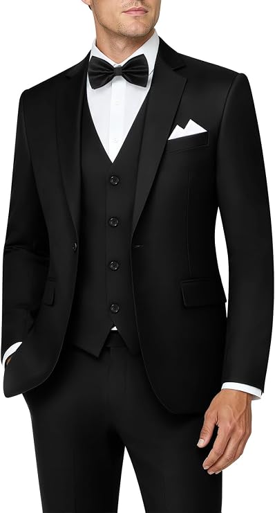 MAGE MALE Mens 3 Piece Suits Slim Fit Tuxedo Suit Set Prom Wedding Business