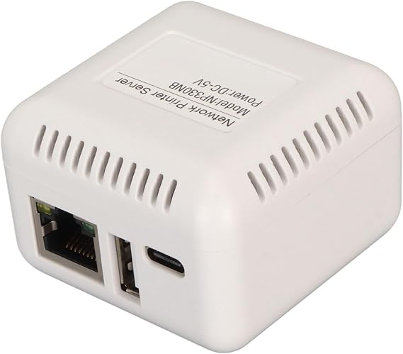 Sxhlseller Network USB 2.0 Printer Server, LAN USB Print Server Adapter, Print Server Support BT Connection for for 7, for 8, for 10 (US Plug)