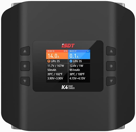 ISDT K4 Lipo Battery Balance Charger Discharger 1-8S AC 400W DC 600Wx2 Smart Charger for Life, Lilon, LiPo, LiHv/Pb/NiMH Battery Balance Charger