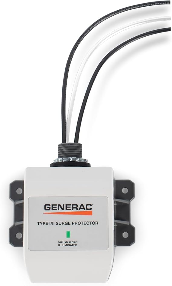 Generac Whole House Surge Protective Device 7409 | SPD, 50kA/Phase, 200kA SCCR, NEMA 4x Enclosure, Type 1 & 2 Rated, Pre-Wired 24 Inch Leads