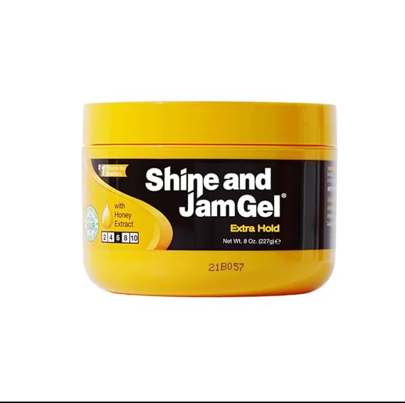 Shine and Jam Gel with Honey Extract, Extra Hold Hair Styling Gel, 8 Oz