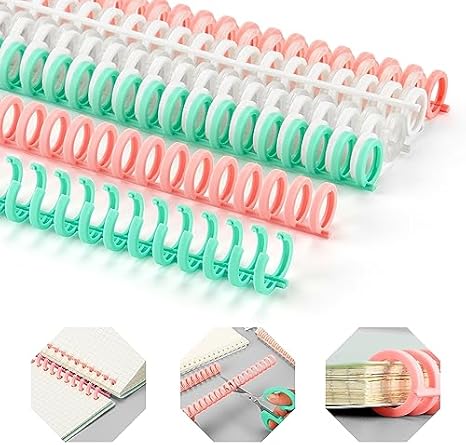 Binding Spines/Coils/Combs: Open & Close Easily Adding Pages for Notebook ,Worklion Binding Machine 30 Ring Diameter 3/8"Binding Combs, Maximum 65 Sheets Multicolor Trimmable Sturdy 10pieces