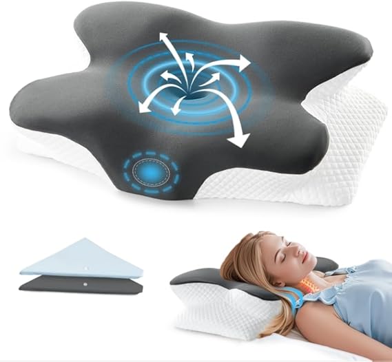 BRO Cervical Memory Foam Pillow with 2 Pillowcases for Neck&Shoulder Pain