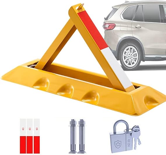 Lockable Folding Security Bollard Folding Parking Lock for Car Park Protection.Lockable Parking Barrier - Heavy Duty Folding Car Park Security Bollard for Vehicle Protection and Safety,(48CM