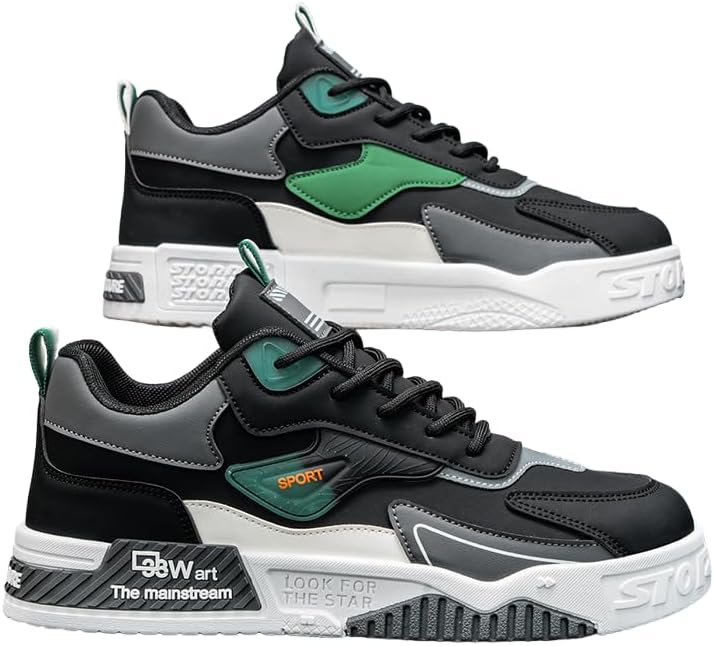 Men's Casual Skateboard Sneakers - Low Top, Round Toe, Lace-Up, Pu Upper, Daily & Casual Wear