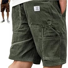 Mens Shorts, Practical Multi-Pocket Cargo Corduroy Embroidered Logo Loose Short