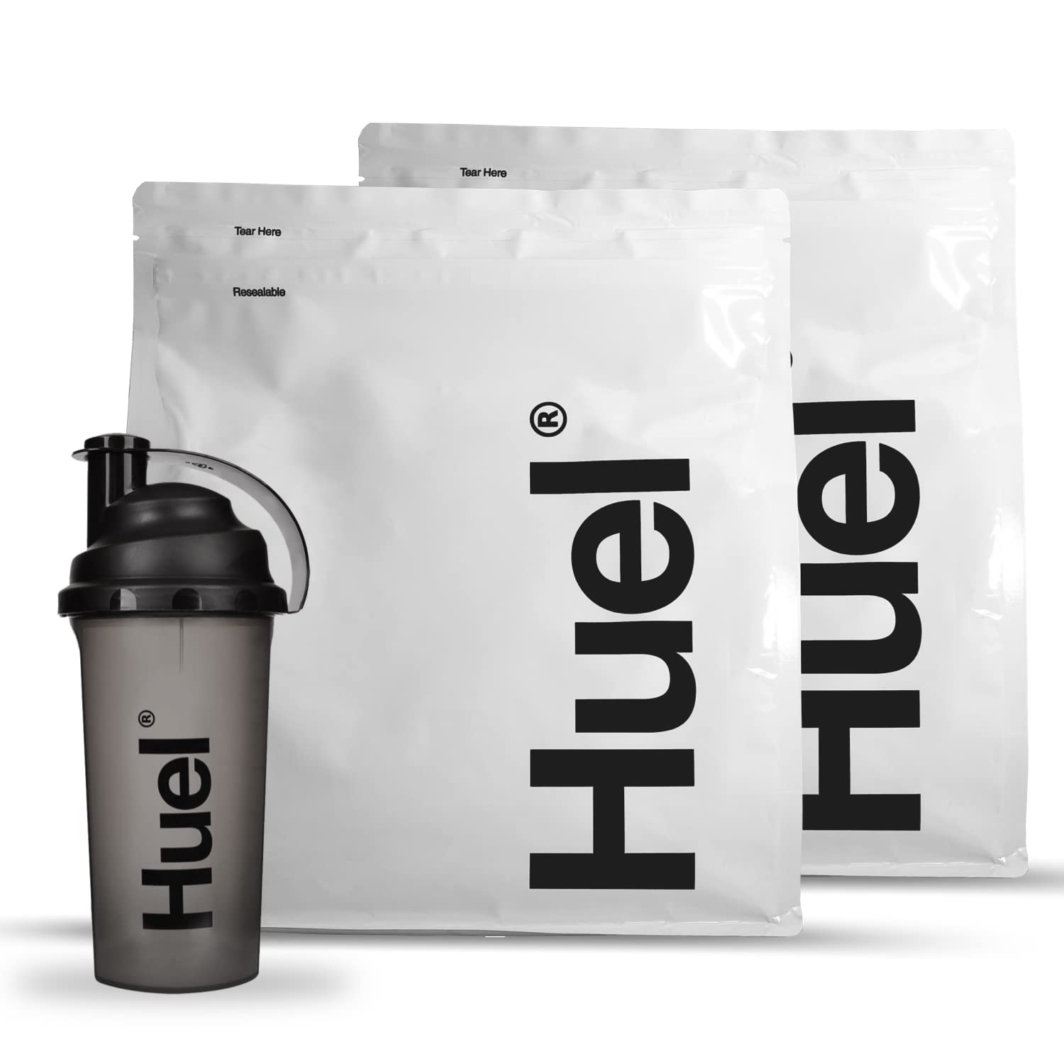 Huel Starter Kit - Includes 2 Pouches of Nutritionally Complete 100% Vegan Powdered Meal, Scoop, Shaker and Booklet 7.7lbs of Powder - 28 meals Vanilla