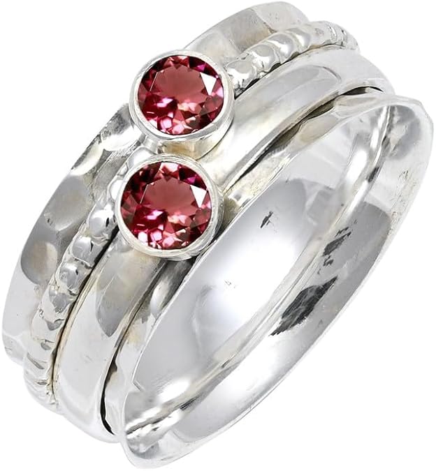 Birthstone Silver Plated Meditation Ring For Men And Women Handmade Jewelry TSR155AA