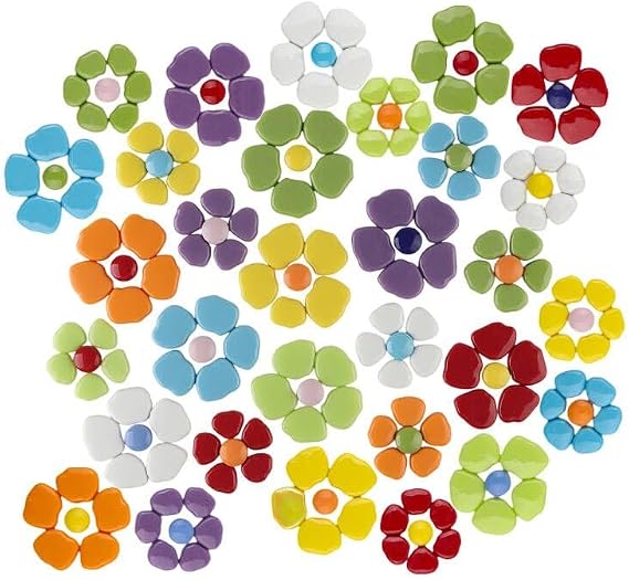 Youway Style Petal Mosaic Tiles for Crafts Bulk,1LB Mosaic Tiles Supplies,Flower Glass Tiles for Garden Decoration,DIY Glass Mosaic Crafts
