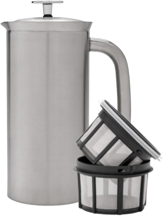 ESPRO P7 32 oz Brushed Stainless Steel French Press and 32 oz Replacement Micro-Filter