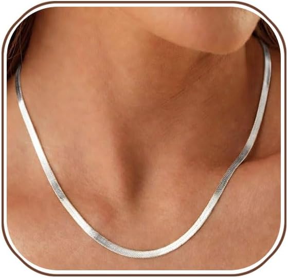 Korotho 925 Sterling Silver Snake Chain Necklace 1mm 1.5mm 3mm Dainty Sturdy Silver Chains for Women Hypoallergenic & Tarnish Resistant 16" 18" 20" 22" 24" Inch Jewelry Gift