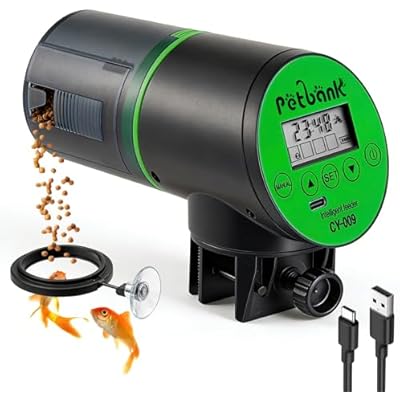 Automatic Fish Feeder for Aquariums - Rechargeable Auto Fish Food Dispenser Timer Feeder with USB Charger Cable,LCD Screen, Customized Schedule