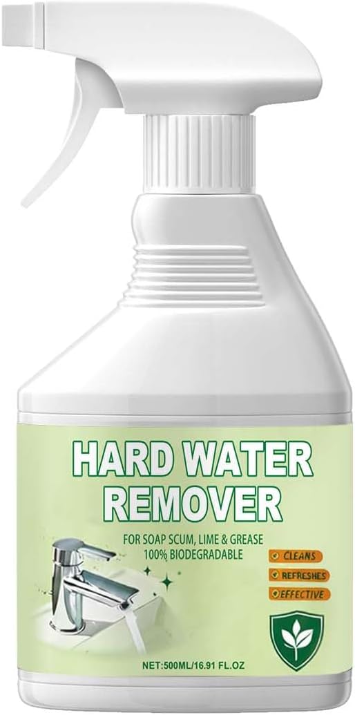 Hard Water Stain Remover, Limescale Buildup Remover All-Purpose Bathroom Cleaner, Shower Cleaner for Shower, Glass, Water Pipe, Tub & Sink, 500 ml/16.91 fl oz