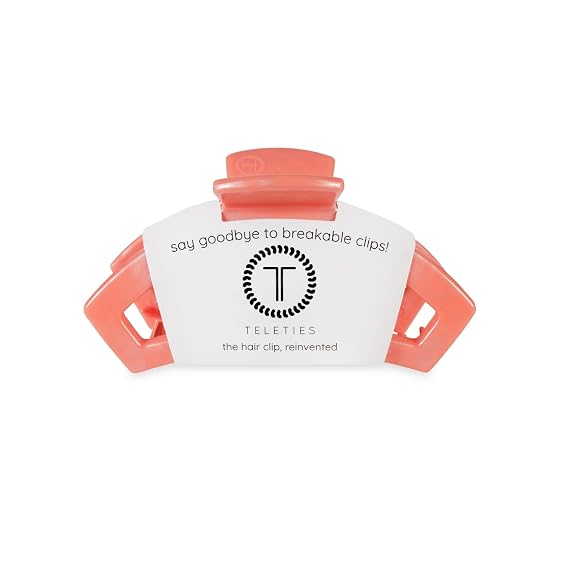 TELETIES - Open Medium Hair Clip - For Thin to Medium-Thick Hair - Claw Clips for Women - Strong Grip, Bendable Teeth, Comfortable Curved Design - For All Textures - Spring - Dreamsicle