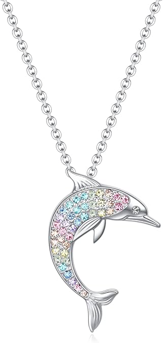 Turtle Dolphin Shark Necklace Gifts,Seahorse Starfish Whale Pendant Necklaces Jewelry for Women