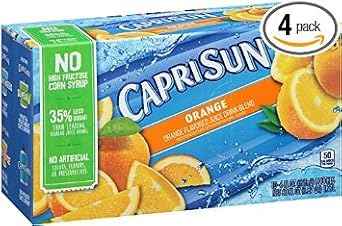 Capri Sun Orange Naturally Flavored Juice Drink Blend (40 ct Pack, 4 Boxes of 10 Pouches)