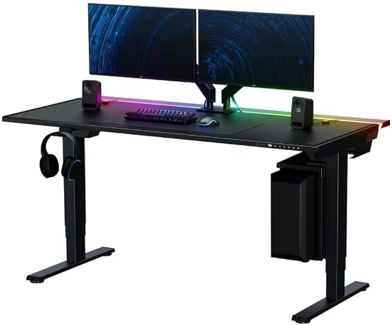 Secretlab Magnus Pro Electric Standing Desk with Black Leatherette Mat