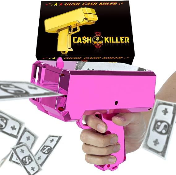 Money Gun ShooterGusil Cash Cannon Bills Gun Make It Rain Toy Gun,Handheld Spary Cash Gun for Game Movies Party Supplies