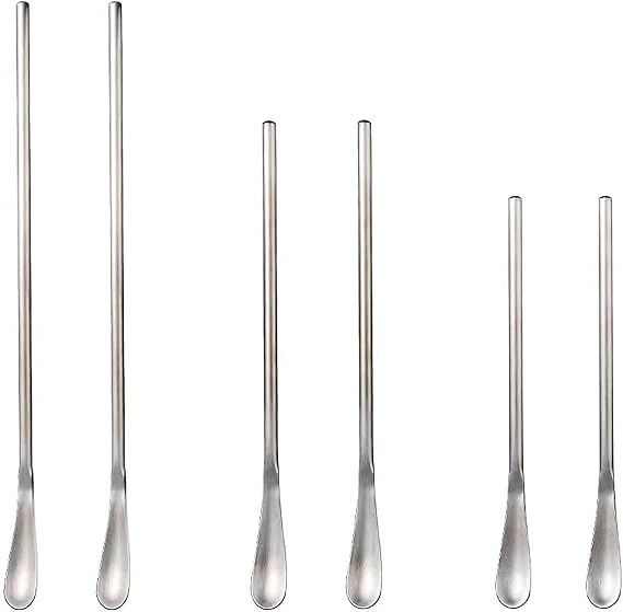6 Pcs Coffee Stirrers, 3 Sizes Reusable Coffee Stir Sticks (5'', 6.3'', 8.7''), Stainless Steel Stirring Spoons for Espresso & Iced Tea, Silver