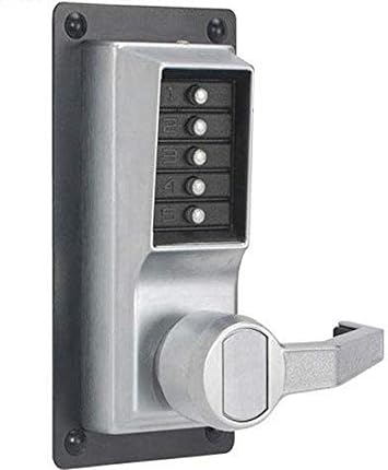 Simplex - LRP101026D Kaba LP1000 Series Metal Mechanical Pushbutton Exit Trim Lock with Lever, Combination Entry Only, No Key Override, Satin Chrome Finish, Right Hand