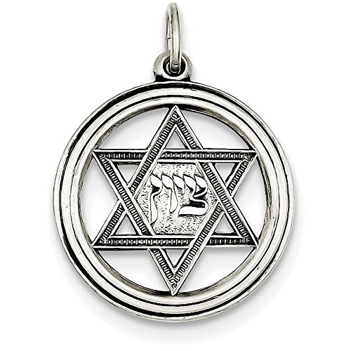 FJC Finejewelers Sterling Silver Antiqued Star Of David Disc Charm