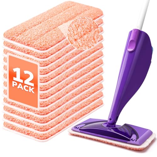 Power Scrubbing Reusable Mop Pads for Swiffer Wet Jet Mops 12 Pack, Wet Jet Refills, Washable Microfiber Mop Pads for Floor Cleaning Wet Dry Use