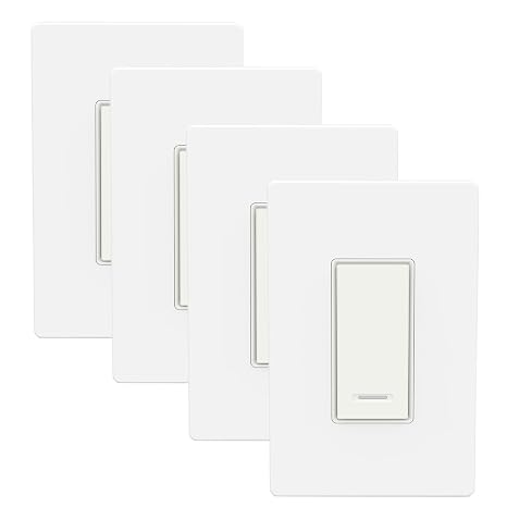 BN-LINK Smart Light Switch with Timer Function, Single Pole, 2.4GHz Wi-Fi in-Wall Switch, Neutral Wire Required, Compatible with Alexa and Google Assistant, No Hub Required, White(4 Pack)