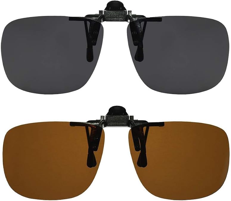 Success Eyewear Clip On Sunglasses Flip Up Polarized Sunglasses Clip onto Eyeglasses Over Prescription Glasses Case Included
