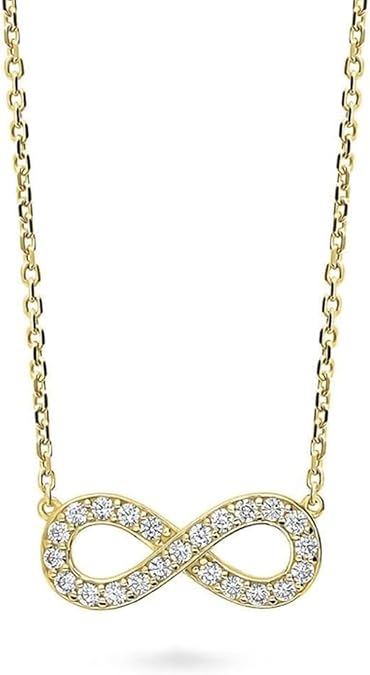 Infinity Charm Necklace for Women Dainty 14k Gold Silver Plated Inlaid Zircon Infinity Symbol Pendant Chain Necklace Promise Statement Classic Simple Jewelry Necklace