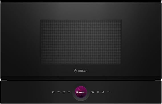 Bosch BER7321B1 Series 8 Built-in Microwave Black 38 x 60 cm 900 W Door Hinge Right AutoPilot 10 with 10 Automatic Programmes Cleaning Support TFT Touch Display LED Lighting