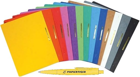 Papiertiger Cardboard File Folder for School and Office Extra Strong with Papiertiger Ballpoint Pen (Pressboard Cardboard Assorted Pack of 13)