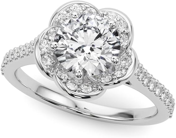 1.00Ct Half Round Diamond Prong Set Bright D Half Eternity Ring | 9K White Gold Wedding Band | Prong Set D/VVS | Size R
