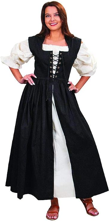 Museum Replicas Medieval Costume Women Cotton Overdress Bodice Skirt Ren Faire Cosplay Halloween Masquerade Theatrical Shows
