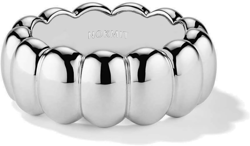 NOKMIT Chunky Gold Statement Rings for Women 14K Gold Silver Tone Cute Puffy Dome Croissant Thumb Band High Polished Smooth Comfort Fit Size 5-10