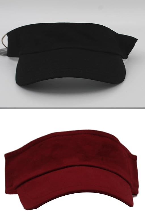 Unisex Uv Koruyucu Vizör Kasket Siperlik Tenis Şapka Kırmızı-Siyah Set