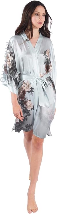 KIM+ONO 100% Mulberry Silk Short Kimono Robe for Women | bridal - maternity - postpartum - lingerie - bridesmaid