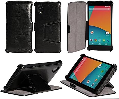 Nexus 5 Case, AceAbove Slim Leather Protective Stand Case Cover for Google Nexus 5 (Black)