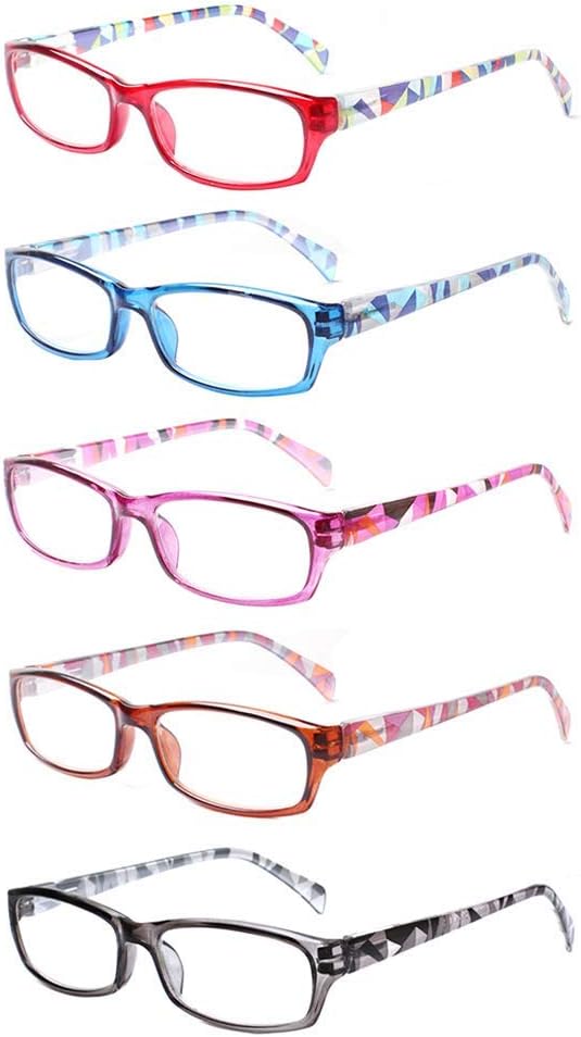 Kerecsen 5-Pack Reading Glasses Women Spring Hinge Pattern Design Glasses for Reading