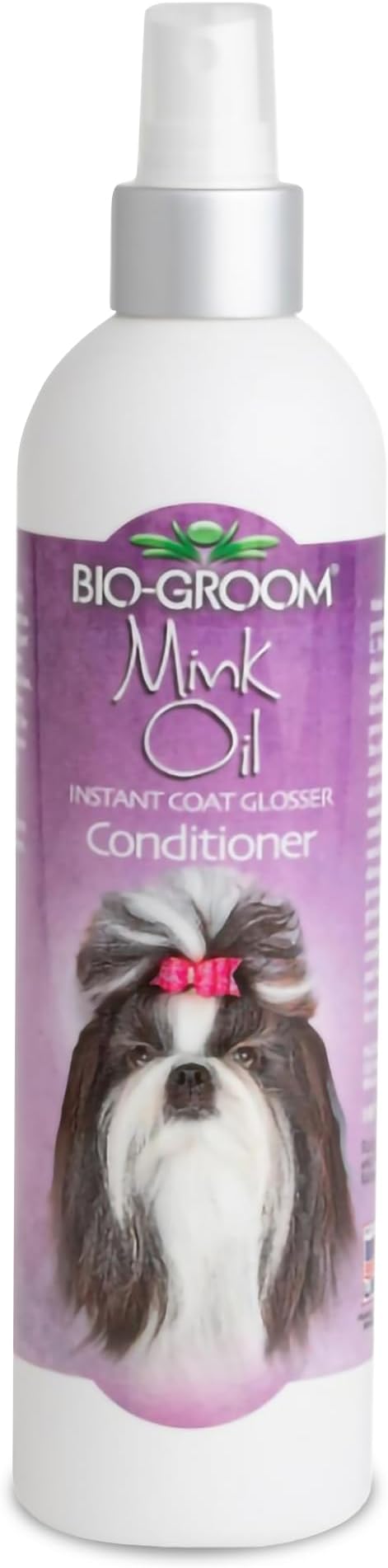 Bio-Groom Mink Oil Dog Conditioner Spray - Dog Sunscreen, Vitamin E, Non-Sticky Polish, Cat Grooming Supplies, Cruelty-Free, Made in USA - 12 fl oz 1-Pack