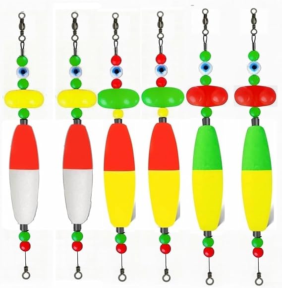 Fishing Rig Kit 6pcs With Stainless Steel Leader Line Foam Floats And Rattle Beads For Sea Lake Applications