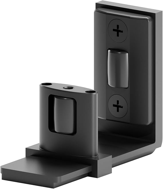 Sliding Barn Door Bottom Floor Guide, Adjustable U Shape Flexible Flush Design,Wall Mounted, Black